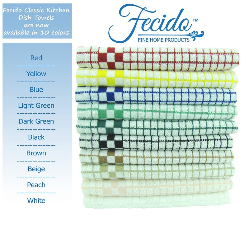 Fecido Classic Kitchen Dish Towels with Hanging Loop - Heavy Duty Absorbent Dish Clothes - European Made 100% Cotton Tea Towels - Set of Two, Yellow - Image 3